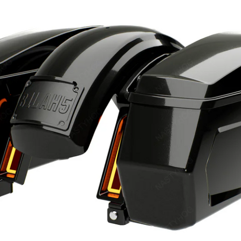 NASTY HOG REBEL CHOPPED FENDER & SADDLEBAG KIT (2014-2024) - Denim Black - Team Dream Rides