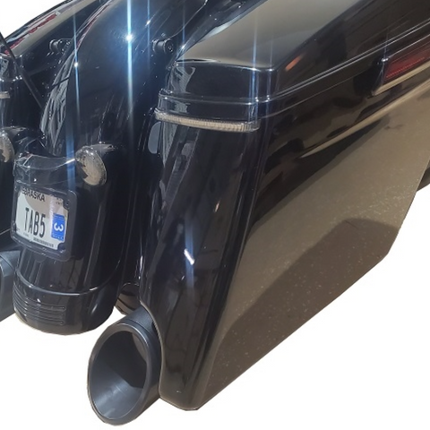 TAB Performance 50 Cal - Slip-On Mufflers - 2017 * UP H-D Touring - Black - Zombie Baffles - Black Slash Cut Tip - Team Dream Rides