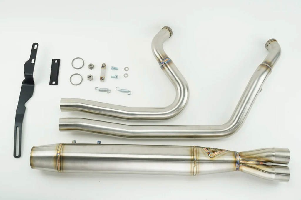 M8 Bagger Full Length Exhaust 2in1 Cannon Brushed SS Welded End Cap - Team Dream Rides