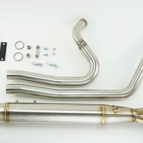 M8 Bagger Full Length Exhaust 2in1 Cannon Brushed SS Welded End Cap - Team Dream Rides