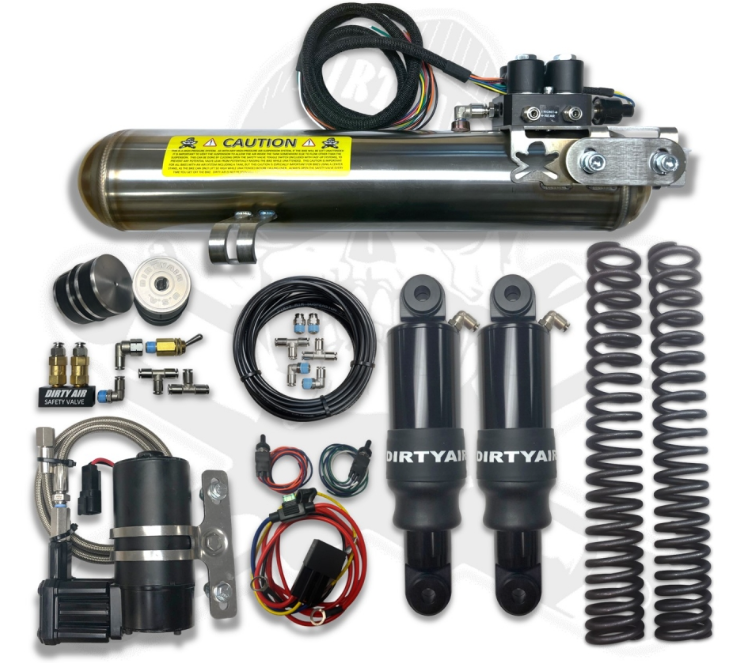 DIRTY AIR "EL GRANDE" Fast Front+Rear Air Suspension System - 2000-2008/Standard/Under Left/Standard Comp/HHI 26"/With Stops - Team Dream Rides
