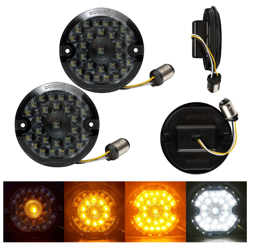 HOGWORKZ Sequentialz LED Front Turn Signals for Harley-Davidson 1157 Base, Flat Lens - Team Dream Rides