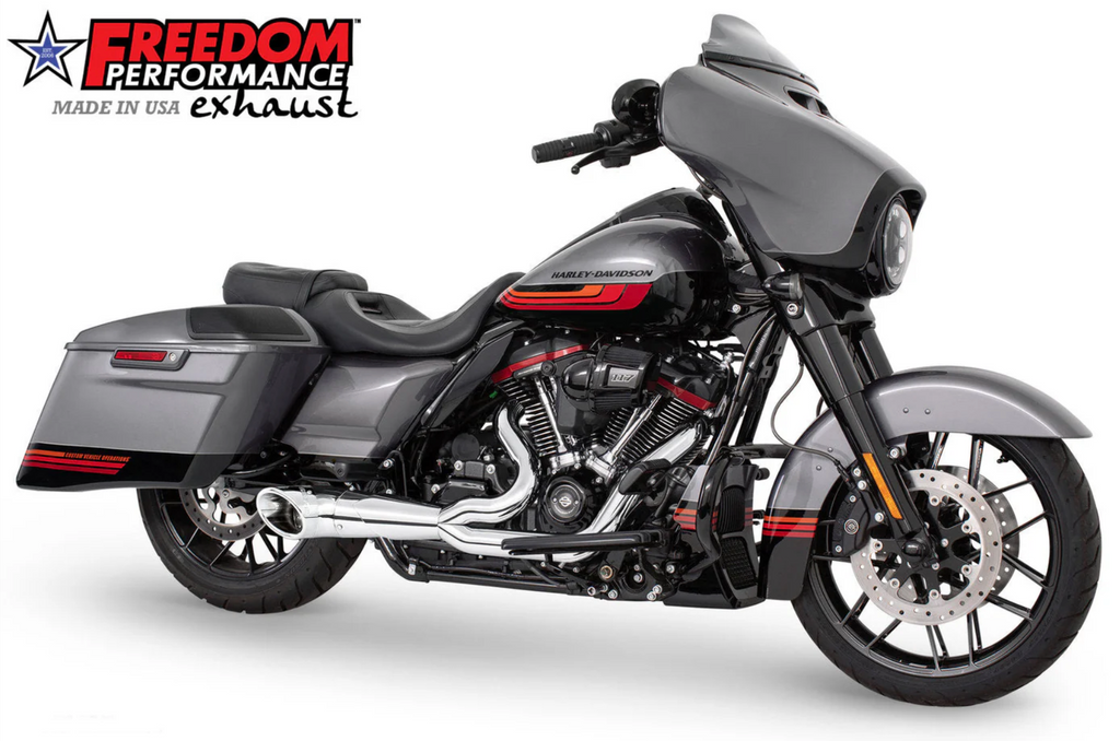 FREEDOM PERFORMANCE HARLEY TOURING 2-INTO-1 TURNOUT/SIDEDUMP FULL SYSTEM - Slash Chrome End Cap - Team Dream Rides