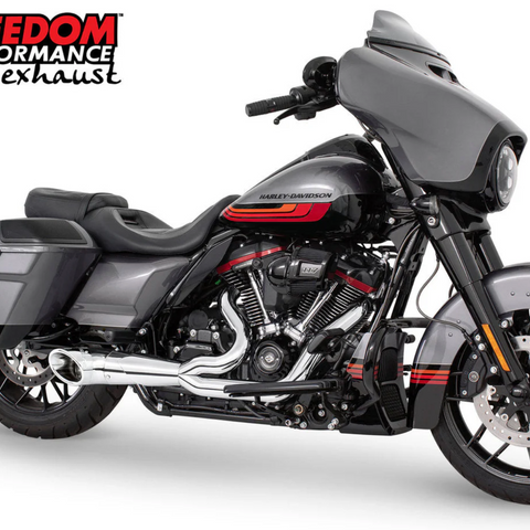 FREEDOM PERFORMANCE HARLEY TOURING 2-INTO-1 TURNOUT/SIDEDUMP FULL SYSTEM - Slash Chrome End Cap - Team Dream Rides