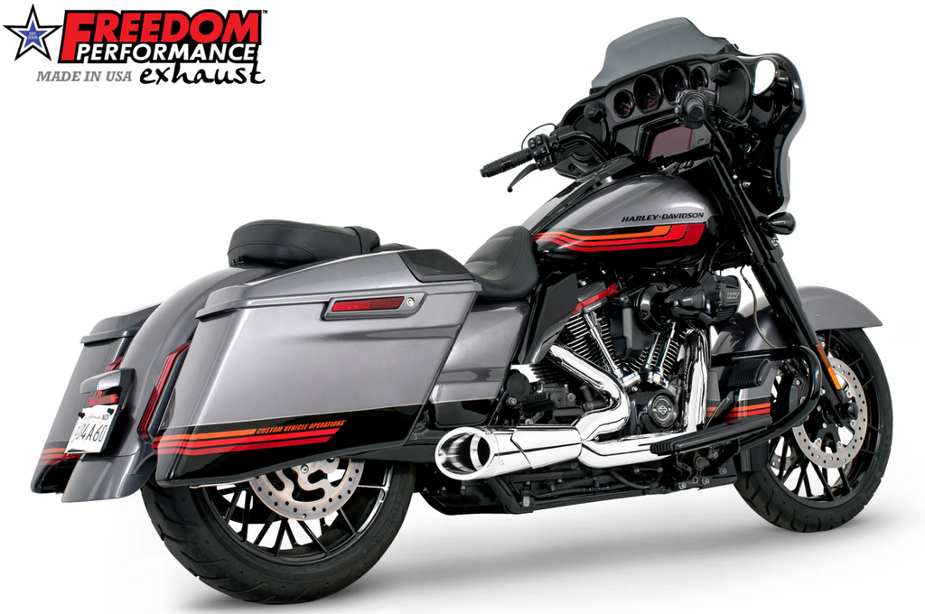 FREEDOM PERFORMANCE HARLEY TOURING 2-INTO-1 SHORTY Chrome - End Cap Combat Chrome - Team Dream Rides