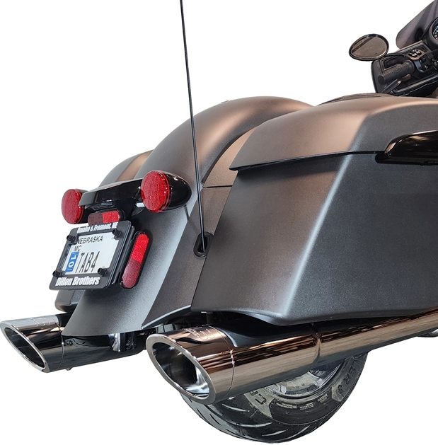 TAB Performance 2014-UP Touring - 4.5" CHROME B.A.M. STICK SLIP-ON MUFFLERS - Zombie Baffle / Slash Cut Tip