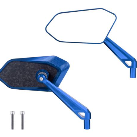 Advanblack FireBlade Carbon Fiber Performance Mirrors – For Harley-Davidson & Indian (Forged Carbon / Billet Aluminum) - Blue