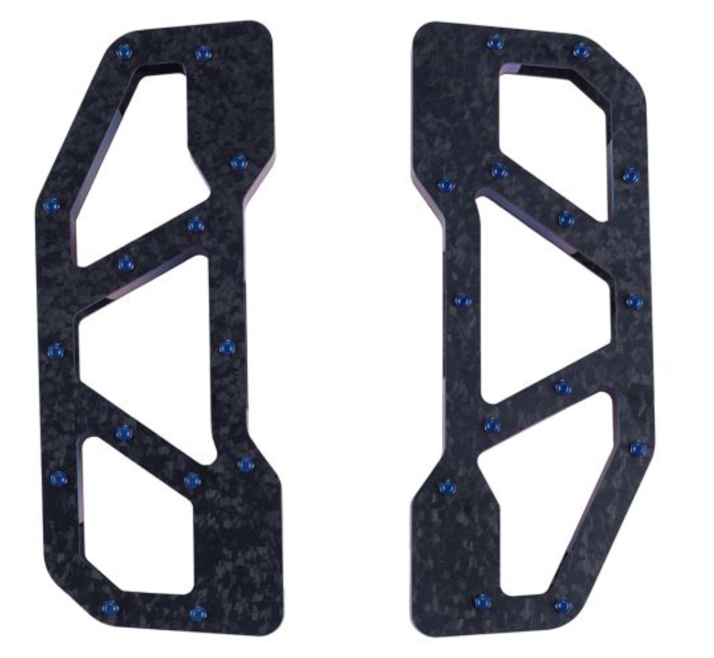 Advanblack CARBONGRIP Forge Carbon Fiber Floor Boards for Harley Touring | Dual-Layer Forged Carbon w/ Billet Cleats & Easy Bolt-On Install - Blue