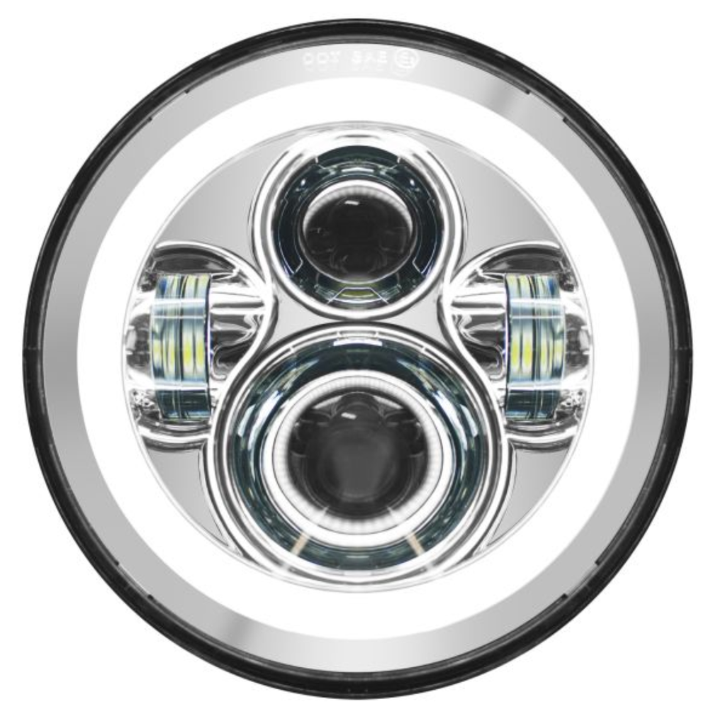 HOGWORKZ 7" LED Chrome HALOMAKER® Headlight (Daymaker Replacement) for Harley Touring & Softail
