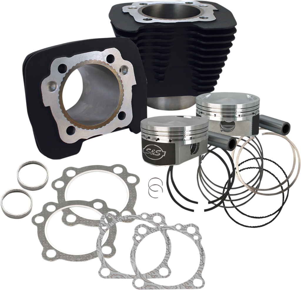 S&S Cycle 1250cc Sportster Cylinder Kit, 10.3:1 Compression, Wrinkle Black - 910-0691