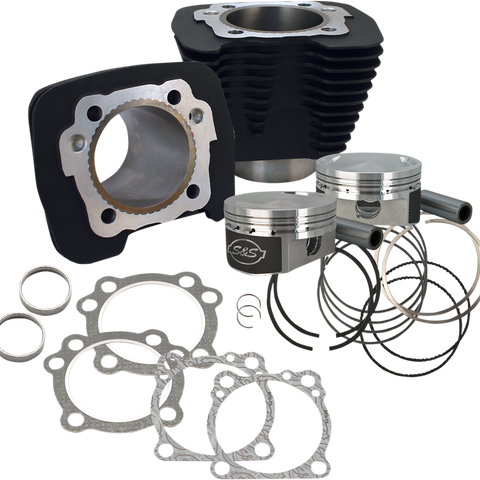 S&S Cycle 1250cc Sportster Cylinder Kit, 10.3:1 Compression, Wrinkle Black - 910-0691