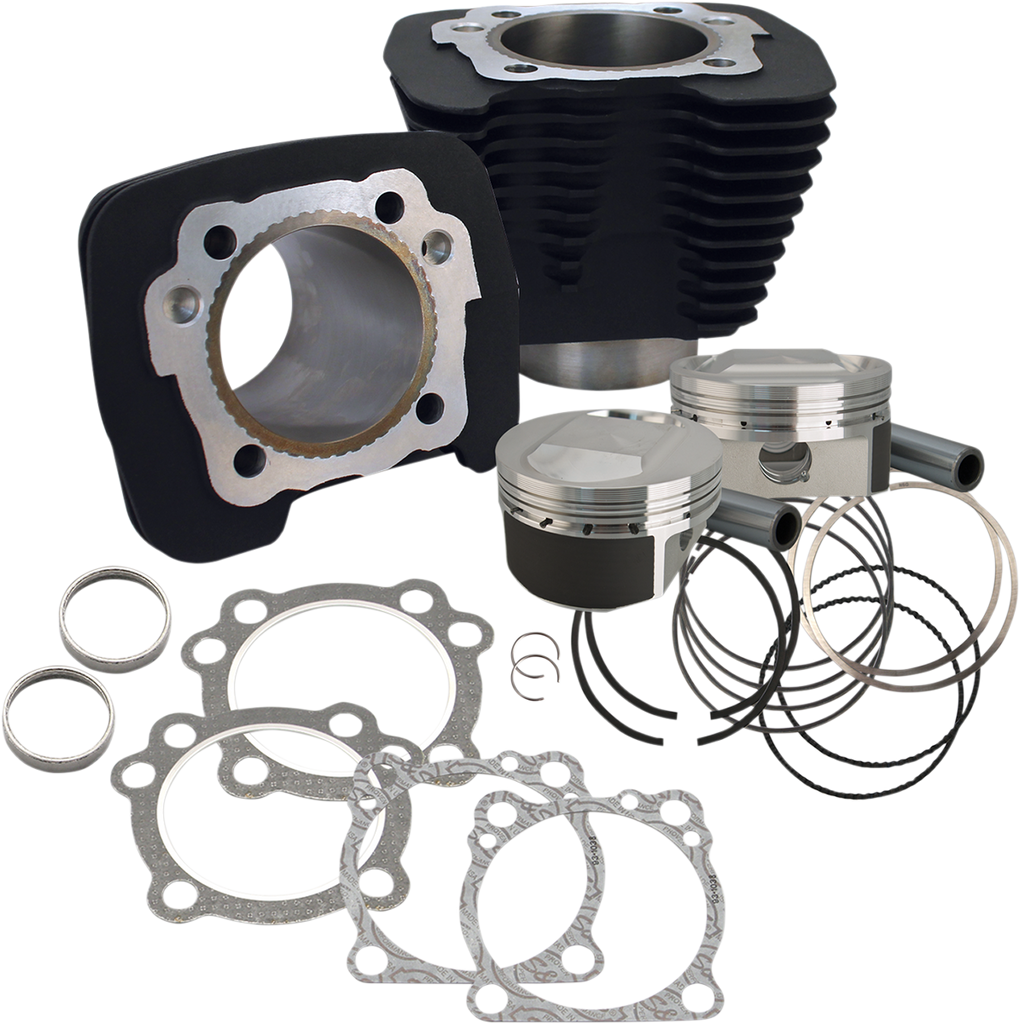 S&S CYCLE 1200 cc Conversion Cylinder Kit for Harley Sportster Models with 11.2:1 Compression Ratio - Wrinkle Black (Part #910-0692)