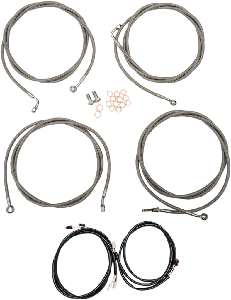 LA CHOPPERS Cable Kit - 15" - 17" Handlebars - Stainless LA-8054KT3-16 - Team Dream Rides