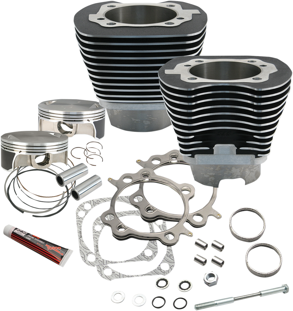 S&S Cycle 117" Big Bore Cylinder Kit for Twin Cam Engines - Wrinkle Black, Part 910-0221
