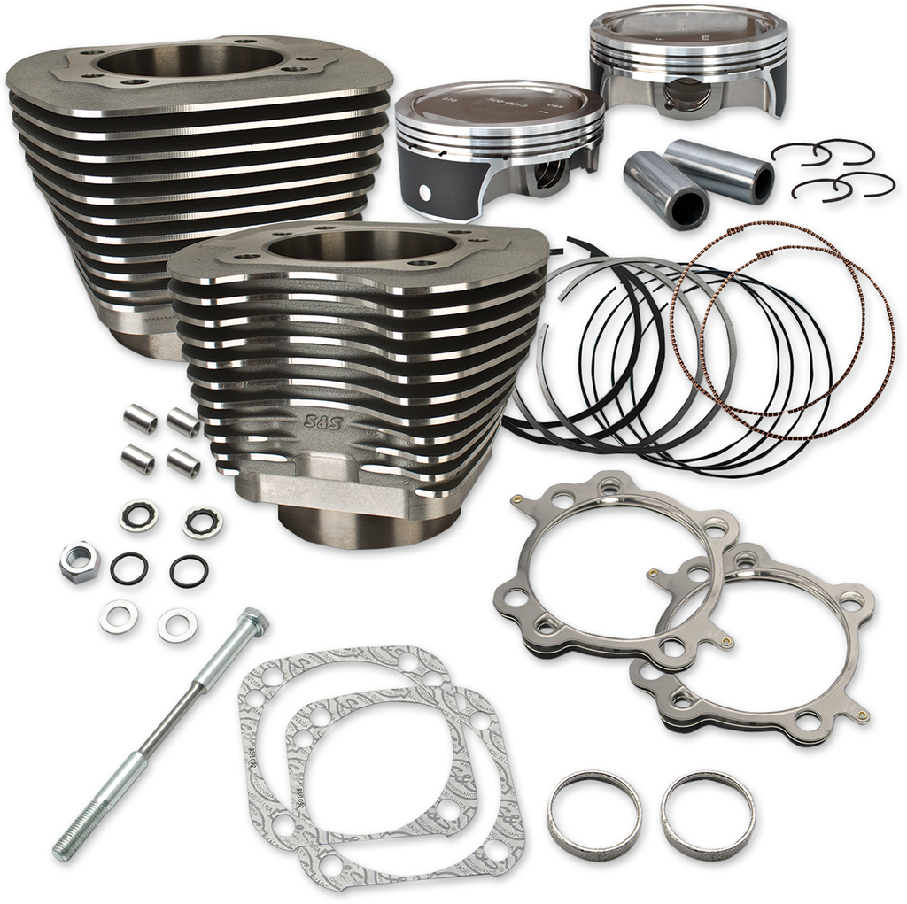 S&S CYCLE 124" Big Bore Cylinder Kit for Twin Cam - Wrinkle Black (Part No. 910-0338)