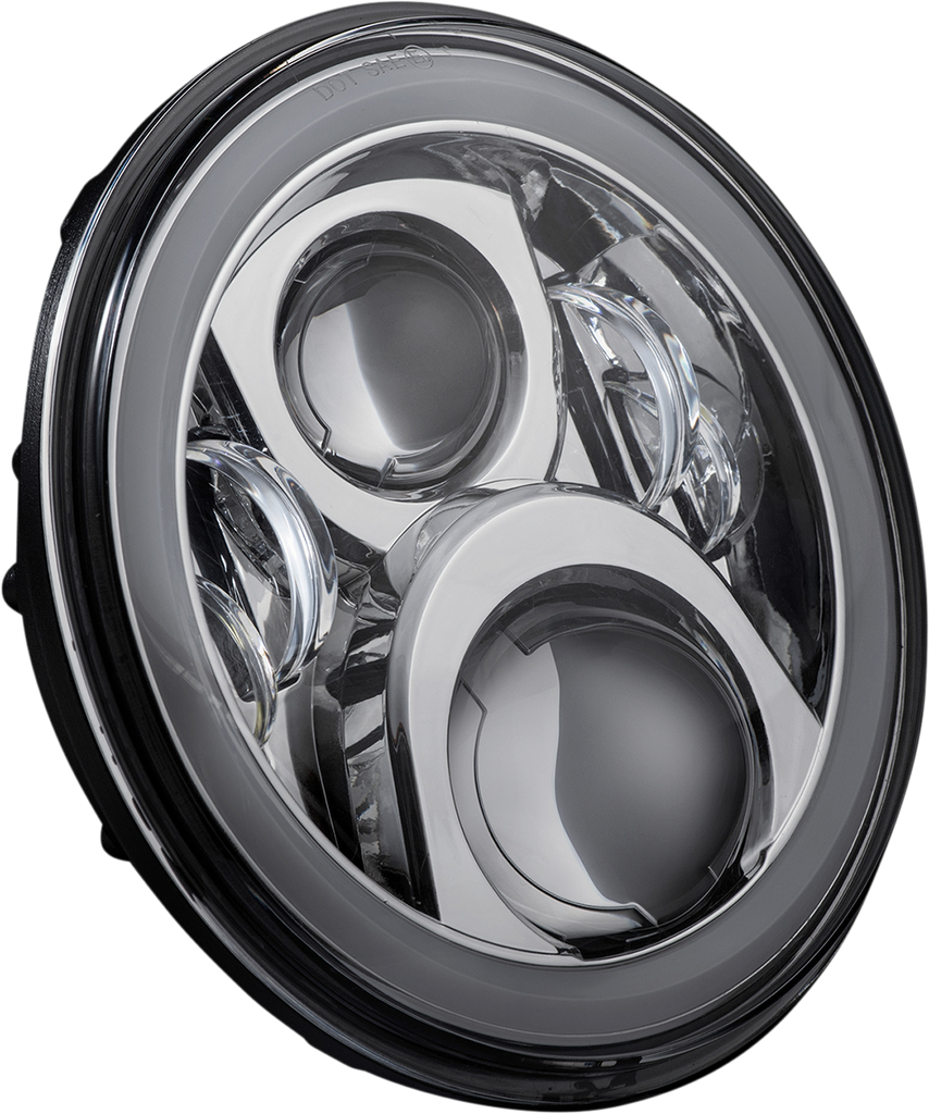 CUSTOM DYNAMICS ProGLOW™ 7-Inch LED Headlamp with Chrome Mounting Ring – Model PG-7-13-C