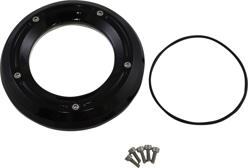 TRASK Assault Derby Cover with Window for Softail - Gloss Black TM-0042BK