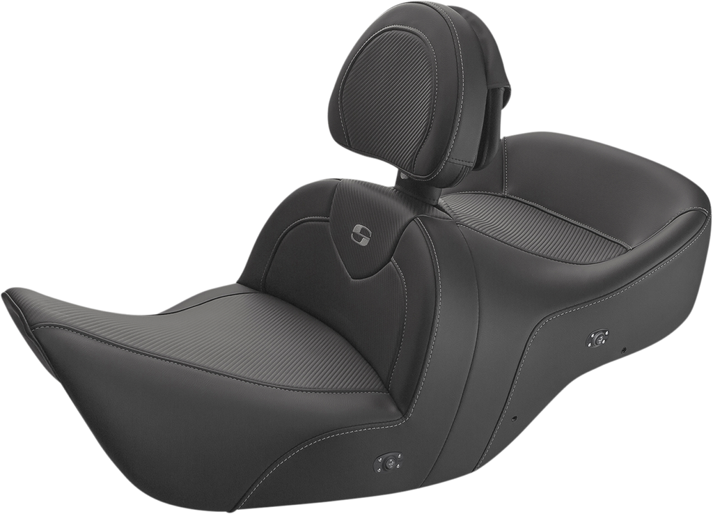 SADDLEMEN Heated Roadsofa* Seat - Carbon Fiber - Includes Backrest - Black - GL H01-07-185BRHCT - Team Dream Rides