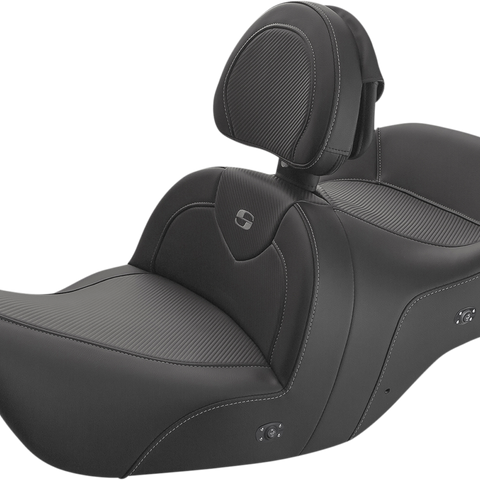 SADDLEMEN Heated Roadsofa* Seat - Carbon Fiber - Includes Backrest - Black - GL H01-07-185BRHCT - Team Dream Rides