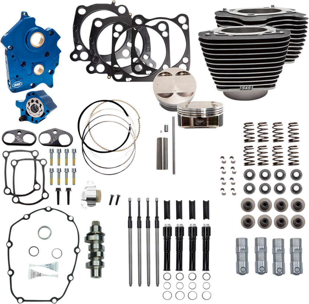 S&S Cycle 124" Power Package with Chain Drive and Highlighted Fins - 107" M8 Part #310-1054B