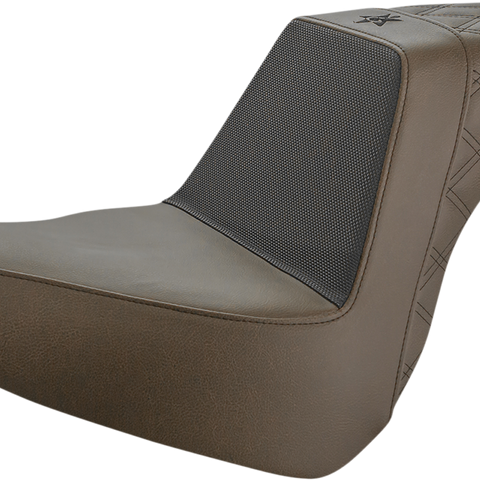 SADDLEMEN Unknown Industries Seat - Front Carbon Fiber/Black Gripper Lumbar/Rear Lattice Stitch - FXBR '18-'20 UN18-31-173BR