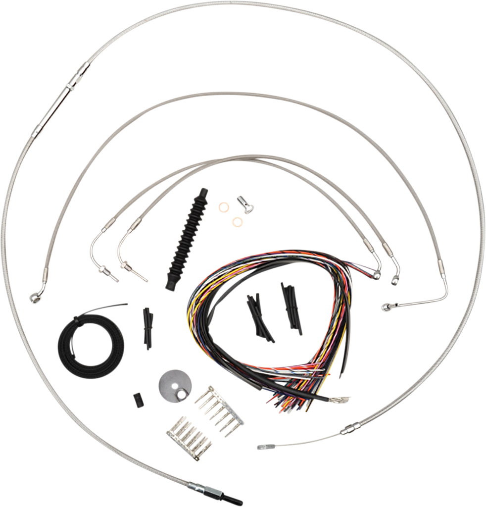 LA CHOPPERS Handlebar Cable/Brake Line Kit - Quick Connect - Complete - 12" - 14" Handlebars - Stainless LA-8155KT2-13 - Team Dream Rides