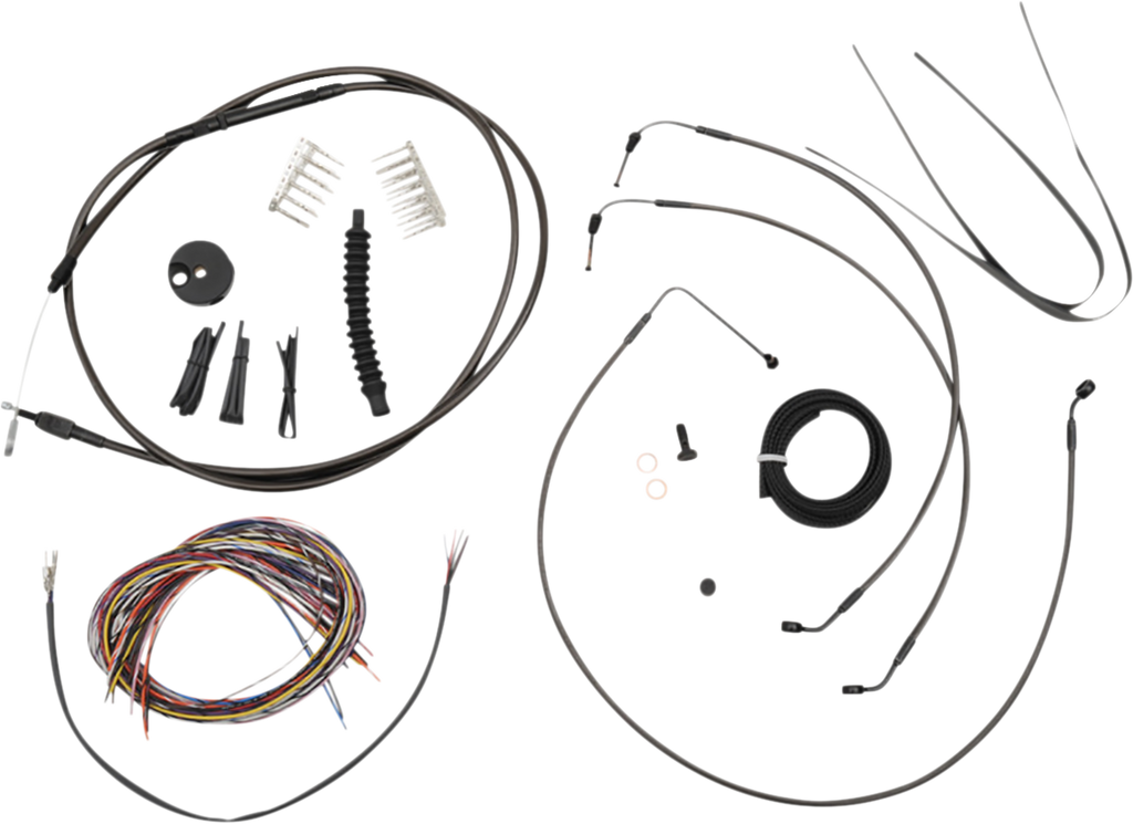 LA CHOPPERS Handlebar Cable/Brake Line Kit - Quick Connect - Complete - 12" - 14" Handlebars - Midnight LA-8155KT2-13M - Team Dream Rides