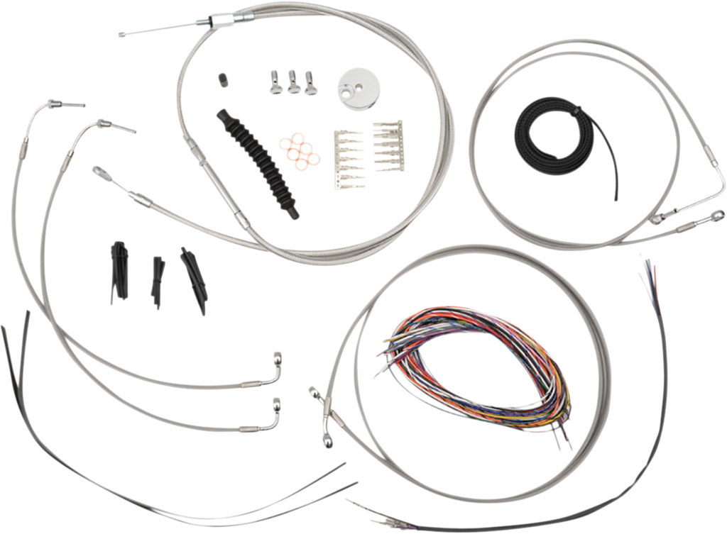 LA CHOPPERS Handlebar Cable/Brake Line Kit - Quick Connect - Complete - Mini Handlebars - Stainless LA-8157KT2-08 - Team Dream Rides