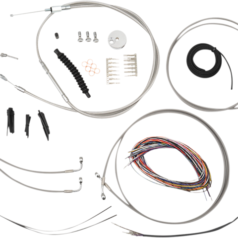 LA CHOPPERS Handlebar Cable/Brake Line Kit - Quick Connect - Complete - Mini Handlebars - Stainless LA-8157KT2-08 - Team Dream Rides