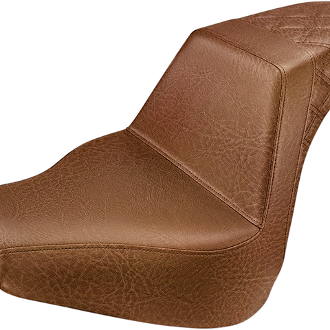 SADDLEMEN Step-Up Seat - Rear Lattice Stitch - Brown - FXBR/S '18-'20 818-31-173BR