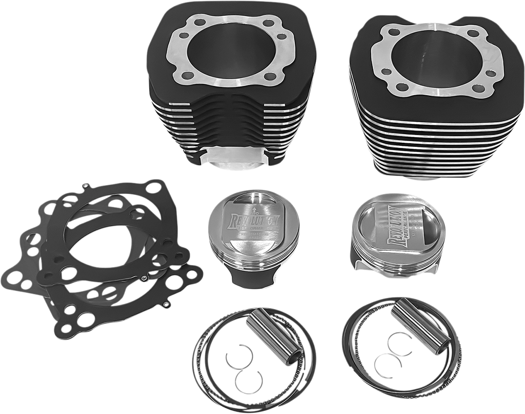 REVOLUTION PERFORMANCE LLC 98" Big Bore Aluminum Cylinder Kit with NSC Coating - Black with Highlighted Fins, Part RP201-103W