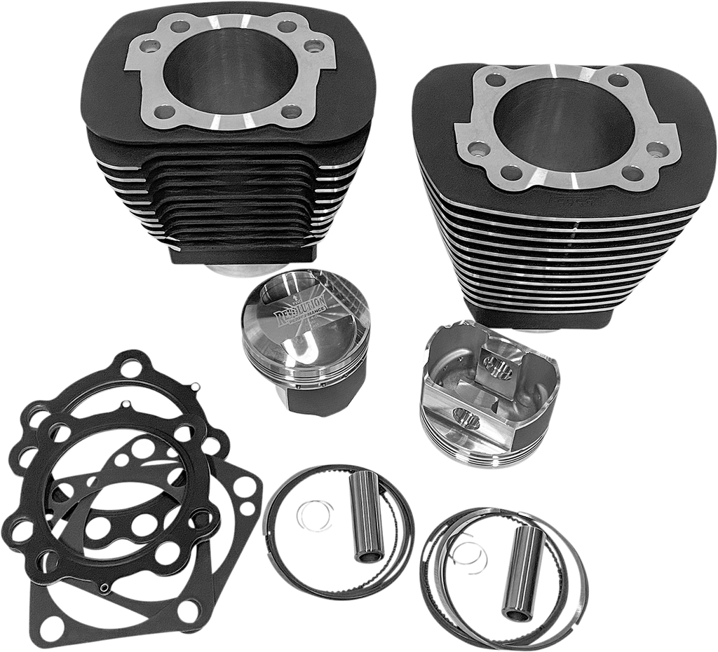 Revolution Performance LLC 85-inch Big Bore Cylinder Kit with Black Finish and Highlighted Fins – Evolution Big Twin RP201-204W