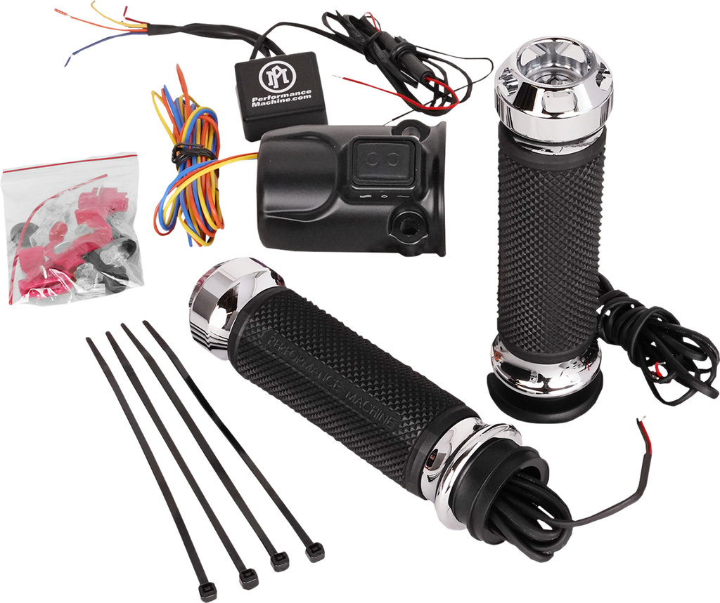 PERFORMANCE MACHINE (PM) Grips - Apex - Heated - FLTRX - Chrome 0063-2095-CH - Team Dream Rides