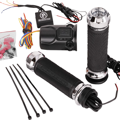 PERFORMANCE MACHINE (PM) Grips - Apex - Heated - FLTRX - Chrome 0063-2095-CH - Team Dream Rides