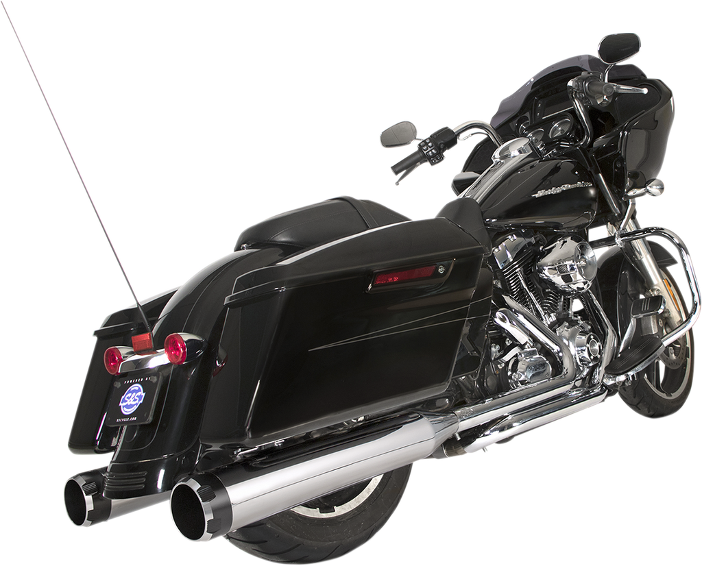 S&S CYCLE El Dorado Dual Exhaust System Chrome with Black Thruster for Enhanced Performance