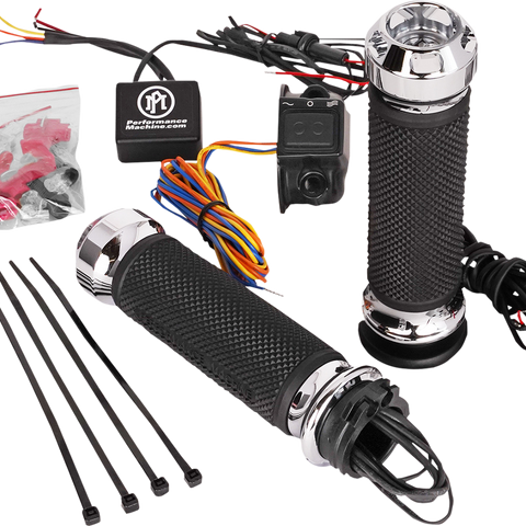 PERFORMANCE MACHINE (PM) Grips - Apex - Heated - Cable - Chrome 0063-2092-CH - Team Dream Rides