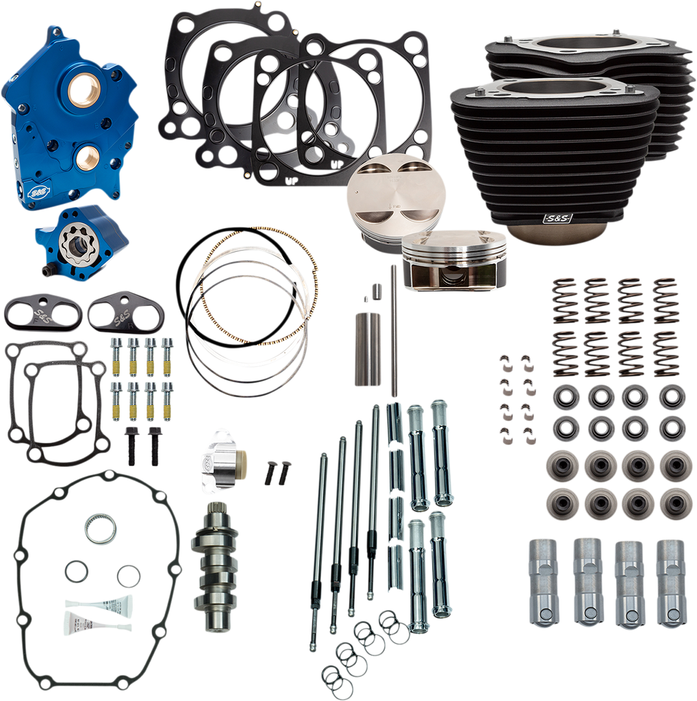 S&S Cycle 128-Inch Power Package for M8 Engines – Chain Drive with Wrinkle Black Finish (Part #310-1105B)