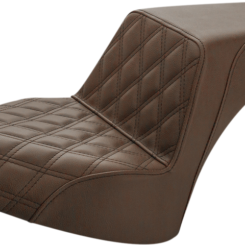 SADDLEMEN Step-Up Seat - Front Lattice/Rear Smooth - Brown - Chief I21-04-172BR - Team Dream Rides