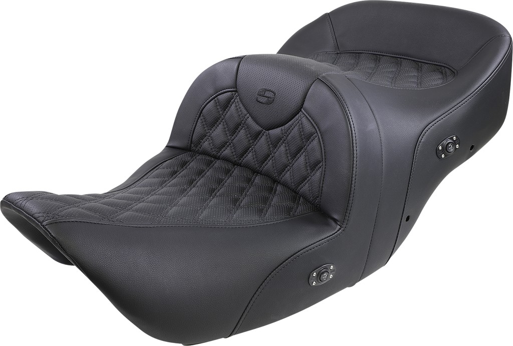 SADDLEMEN Roadsofa* Seat - Without Backrest - Full Lattice Stitch - Black - Heated - GL H01-07-182HCT - Team Dream Rides