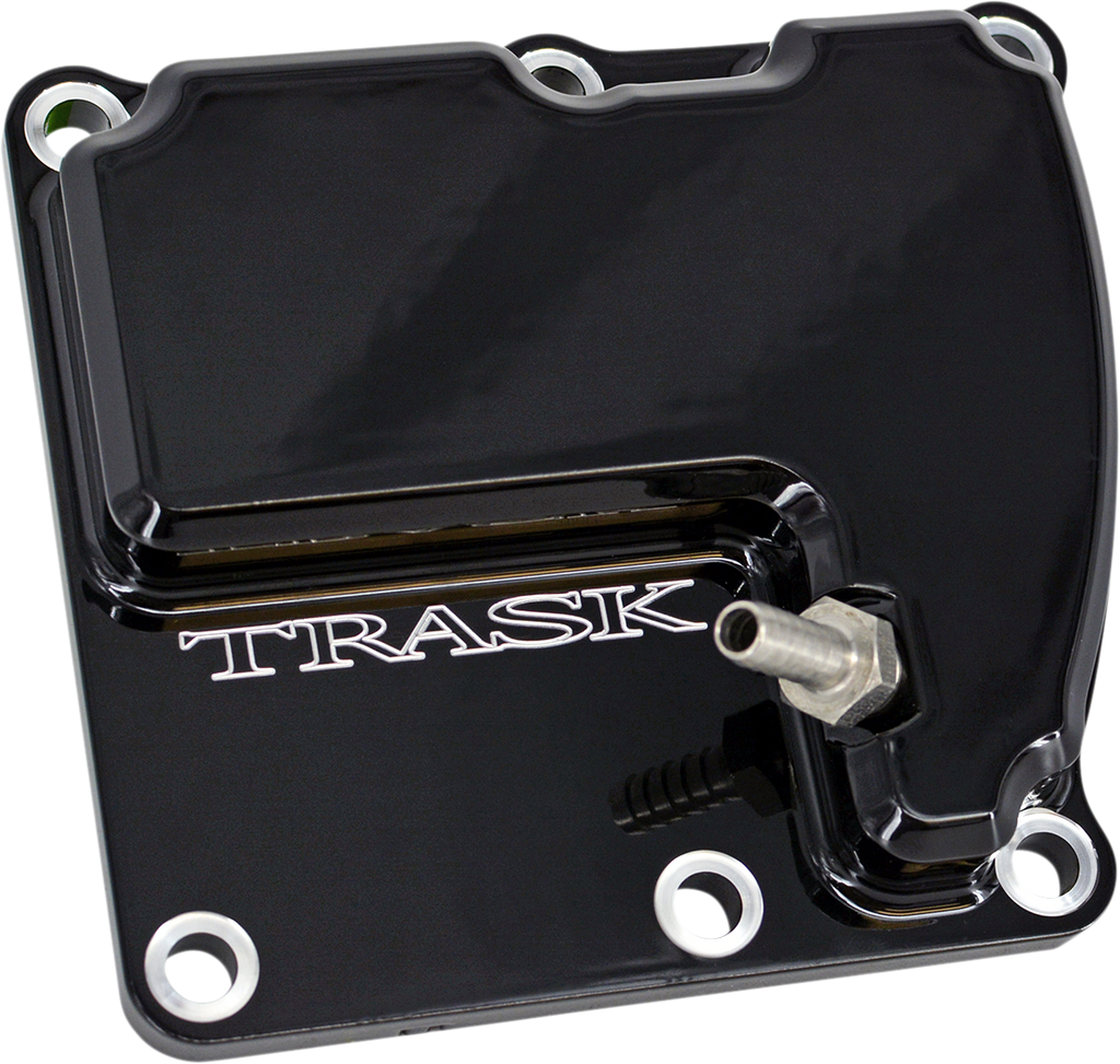 TRASK CheckM8™ Vented Transmission Top Cover - Black (Part Number TM-2041BK) for Harley M8 Engines