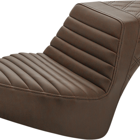 SADDLEMEN Step-Up Seat - Front Tuck-n'-Roll/Rear Lattice - Brown - Chief I21-04-176BR - Team Dream Rides
