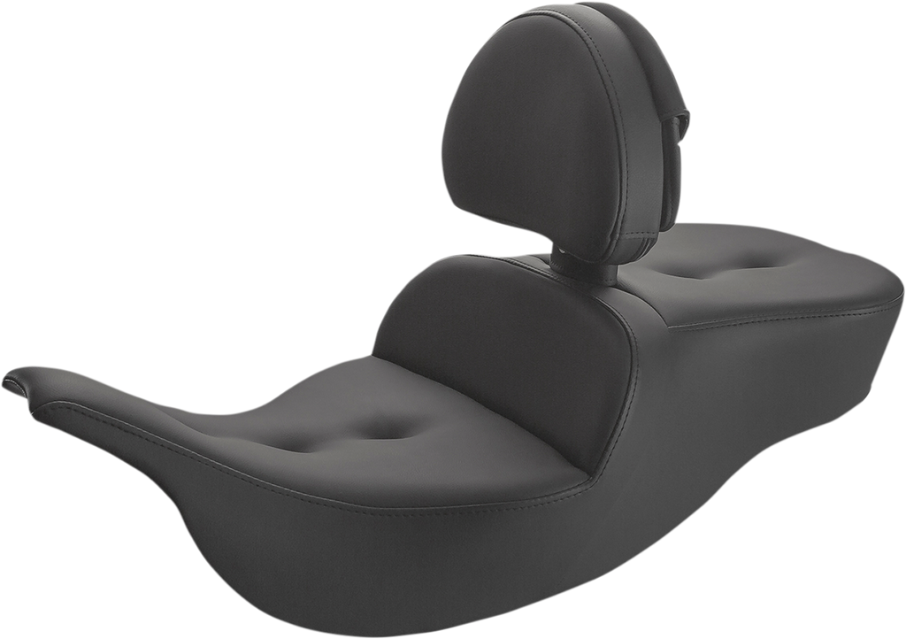 SADDLEMEN Roadsofa™ Pillow Top Seat with Backrest – Black (Part Number 897-07-181BR)