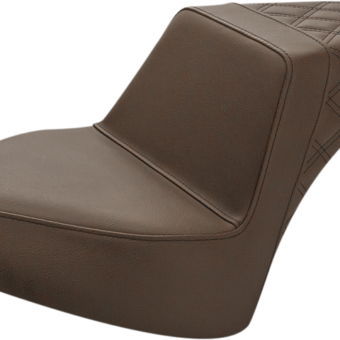 SADDLEMEN Step-Up Seat - Front Smooth/Rear Lattice - Brown - Chief I21-04-173BR - Team Dream Rides