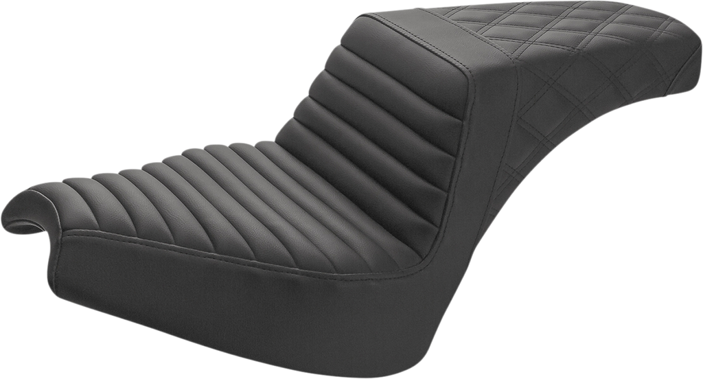 SADDLEMEN Step-Up Seat - Front Tuck-n'-Roll/Rear Lattice - Black - Chief I21-04-176 - Team Dream Rides