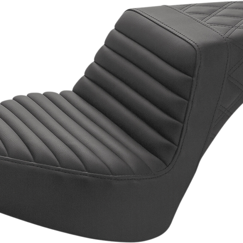 SADDLEMEN Step-Up Seat - Front Tuck-n'-Roll/Rear Lattice - Black - Chief I21-04-176 - Team Dream Rides