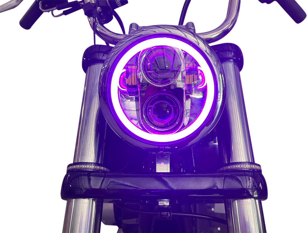 CUSTOM DYNAMICS ProGLOW™ 5-3/4 inch Headlamp PG-575-C with Chrome Mounting Ring