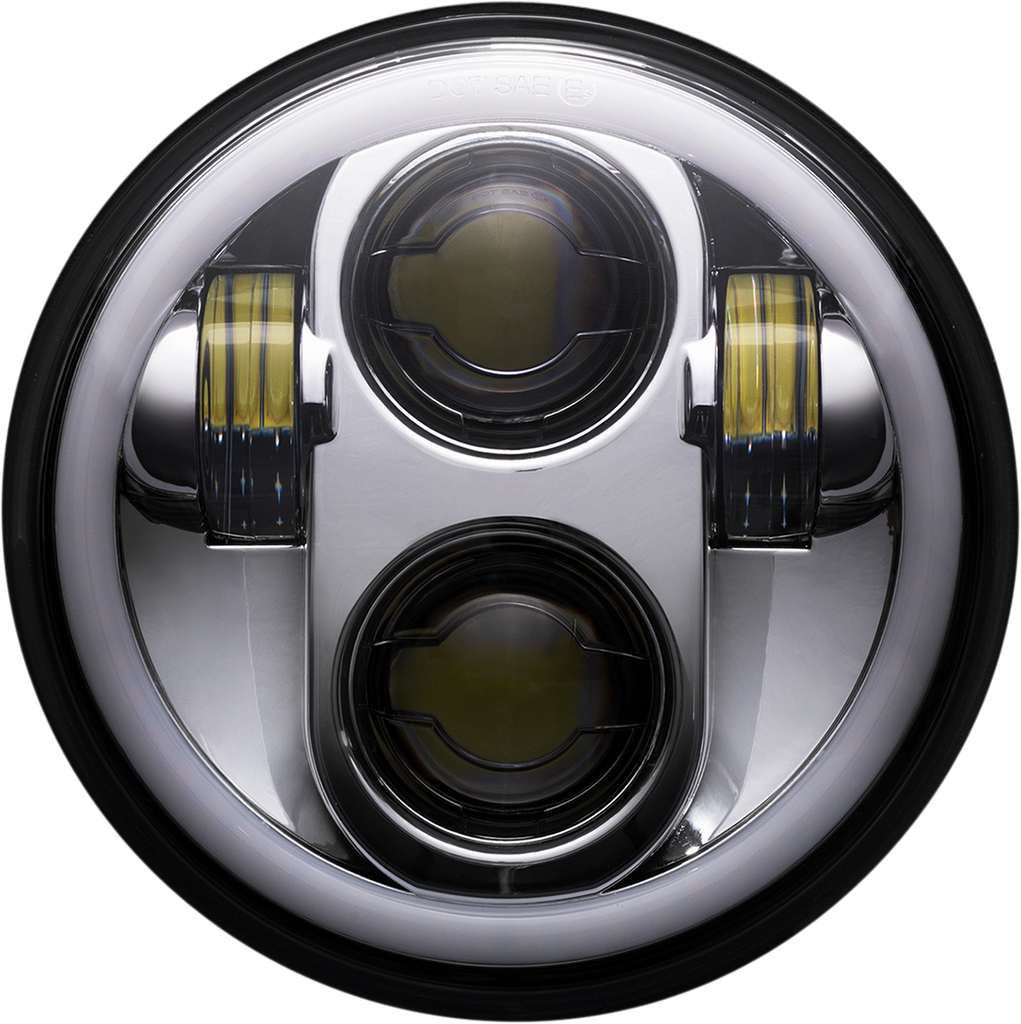 CUSTOM DYNAMICS Chrome CD-575-H-C Headlight with Built-in White Halo and Durable Polycarbonate Lens