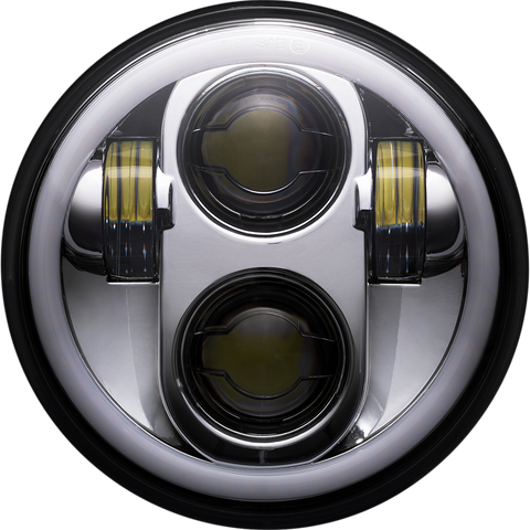 CUSTOM DYNAMICS Chrome CD-575-H-C Headlight with Built-in White Halo and Durable Polycarbonate Lens