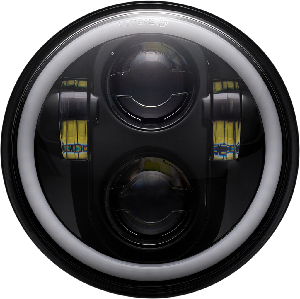 CUSTOM DYNAMICS ProGLOW™ 5-3/4 inch Headlamp with Mounting Ring - Black, Part PG-575-B