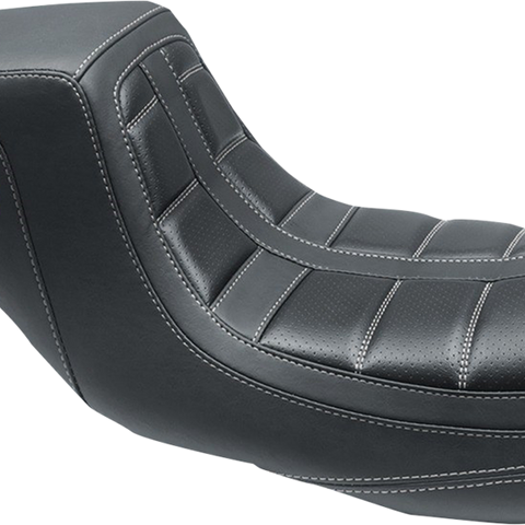 MUSTANG Squareback One-Piece Seat - Tuck and Roll - Black w/ Gun Metal Stitching 75239GM - Team Dream Rides